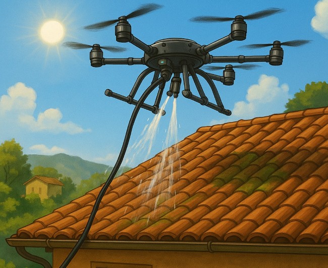 Nettoyage de toitures par drone